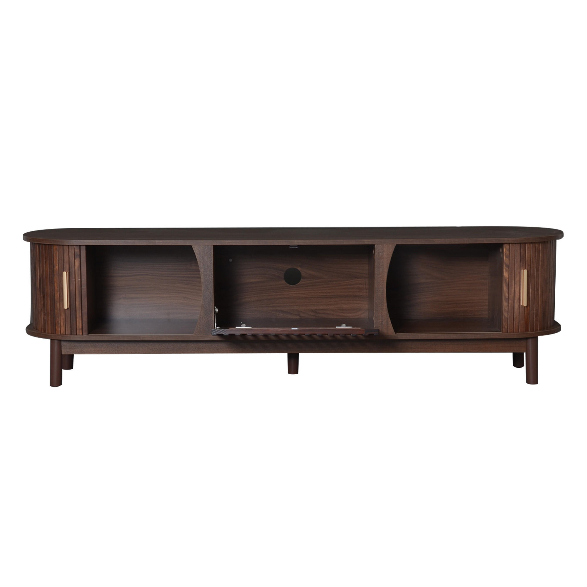 TV-SCHRANK 165/39,5/46 cm Braun mit 2 Schiebetüren und 1 Klapptür - Braun, Holzwerkstoff (165/46/39.5cm) - Oxeza