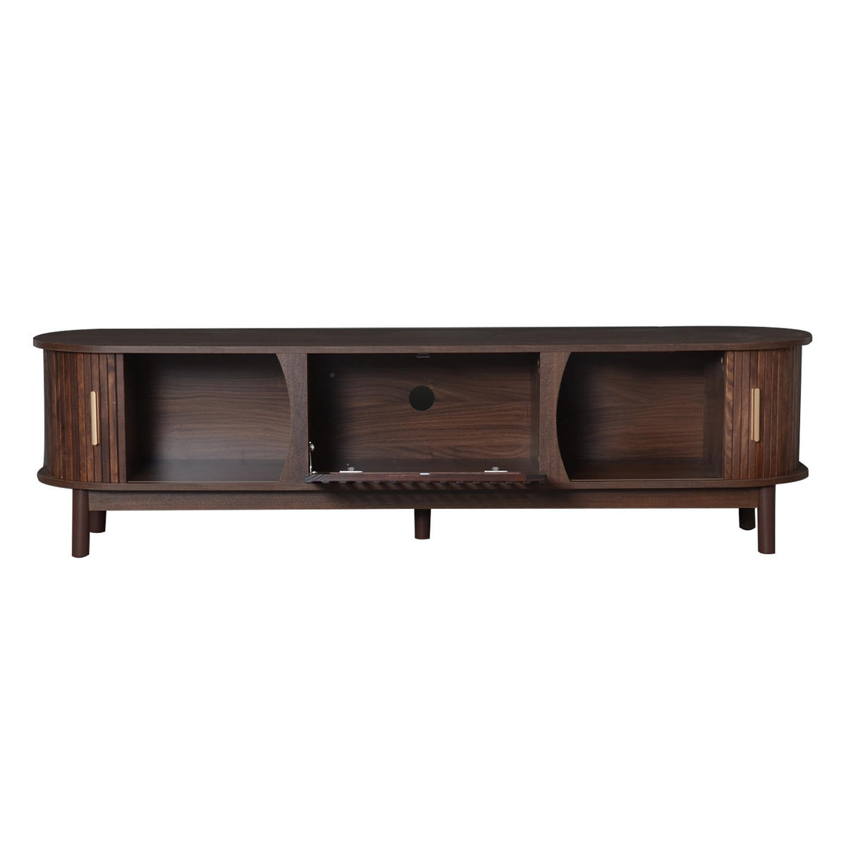 TV-SCHRANK 165/39,5/46 cm in Braun aus MDF mit Schiebetür und Stauraum - Goldfarben/Walnussfarben, Holzwerkstoff (165/46/39.5cm) - CHICFURN