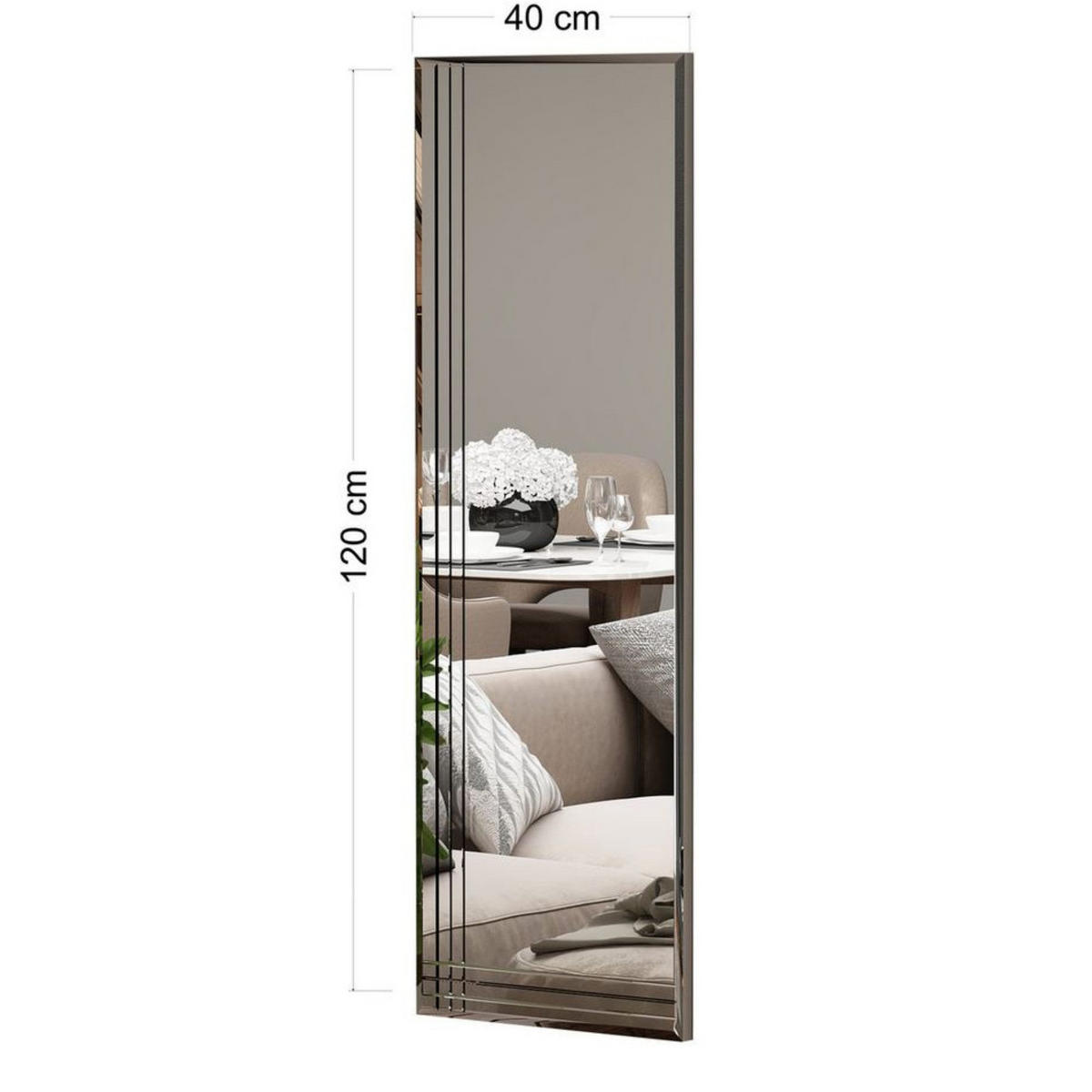 WANDSPIEGEL 120x40cm Transprent glänzender Rahmen - Transparent, Glas (120/40/2cm) - Ibonto