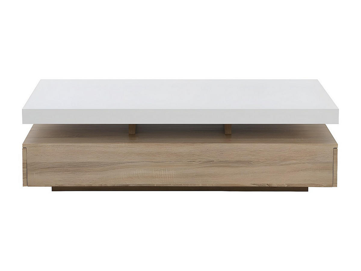 COUCHTISCH mit 2 Schubladen - MDF - Holzfarben hell & Weiß - FELIX - Naturfarben, Holz (120/60/35cm) - Vente-Unique