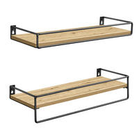 REGAL 2 Stück Artisan Eiche Schwarz 40x15,5 cm LWS441B88 Wandmontage - Schwarz, Metall (40/14/15.5cm)