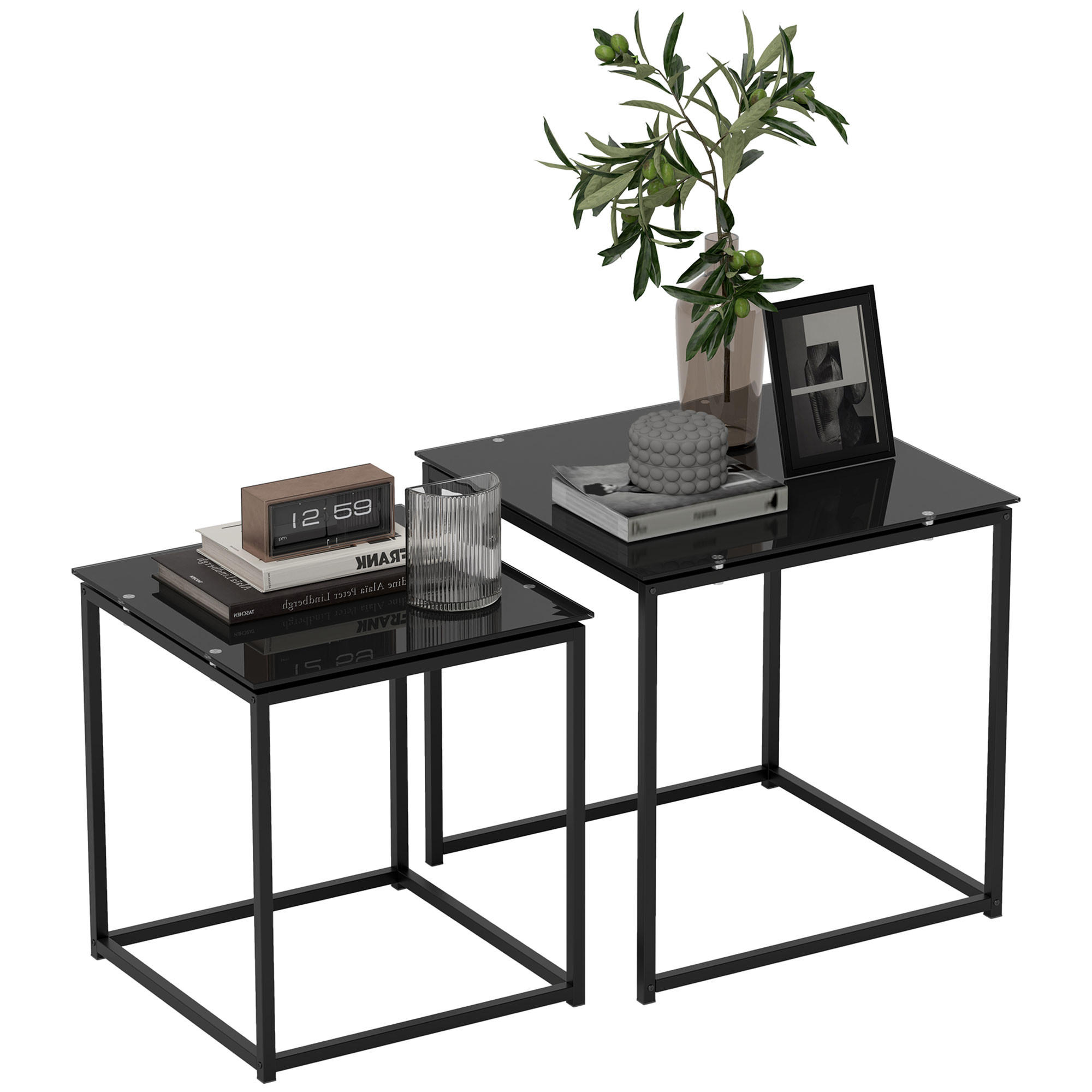 BEISTELLTISCH Schwarz 2 Stück - Schwarz, Naturmaterialien (50/50/52cm) - GiPP