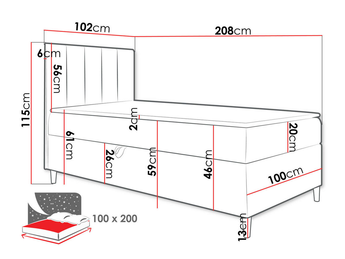 BOXBETT Maja Junior 1, Seite zum Öffnen des Bettkastens: Rechts - Creme/Weiß, Holz (100/200cm) - MIRJAN24