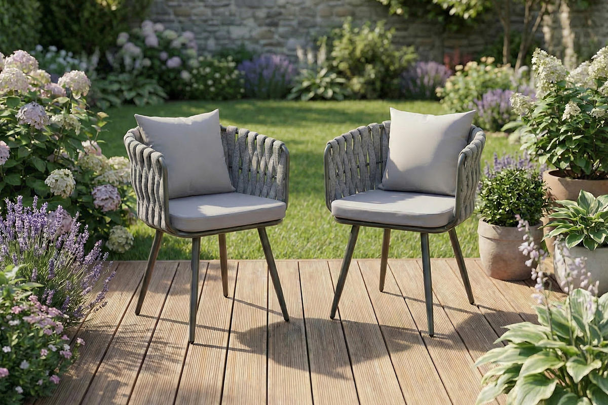 GARTENSTUHL LUSHA Hellgrau Kunststoff, Metall - Hellgrau, Metall (62/78/63cm) - KAWOLA