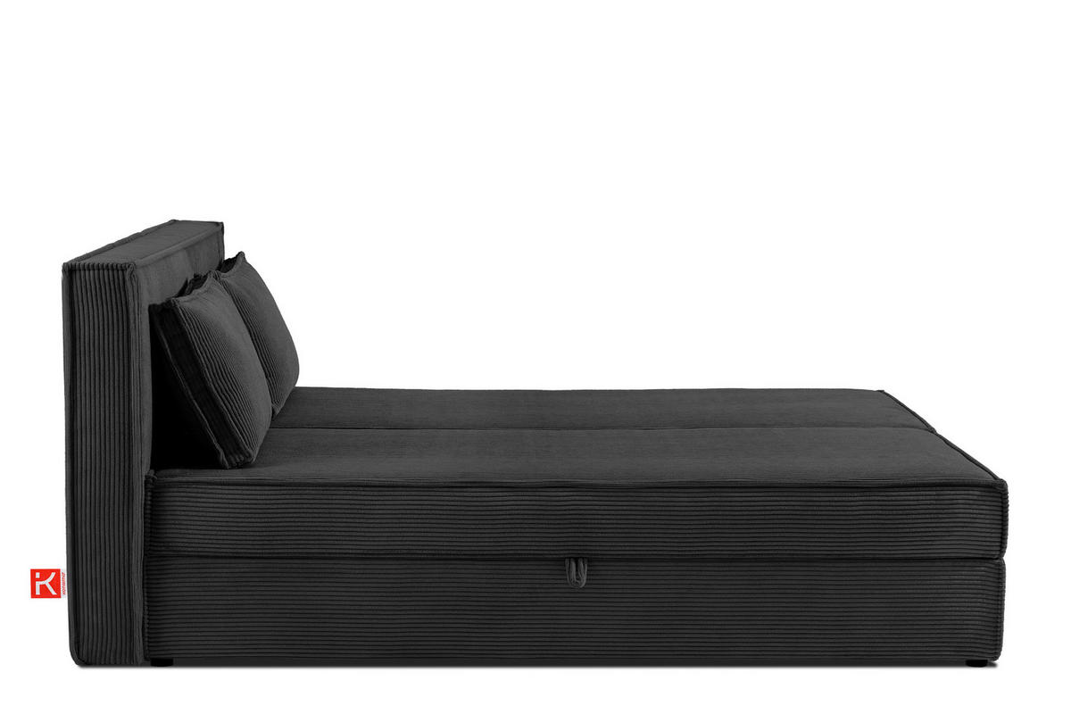 BOXSPRINGBETT ROTI mit Stauraum, dunkelgrau - Dunkelgrau/Schwarz, Holz/Holzwerkstoff (180/200cm) - KONSIMO®