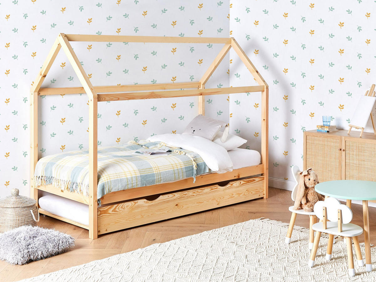 KINDERBETT 90x200 cm Heller Holzfarbton Crillon - Hellbraun, Holz (90/200cm) - Beliani