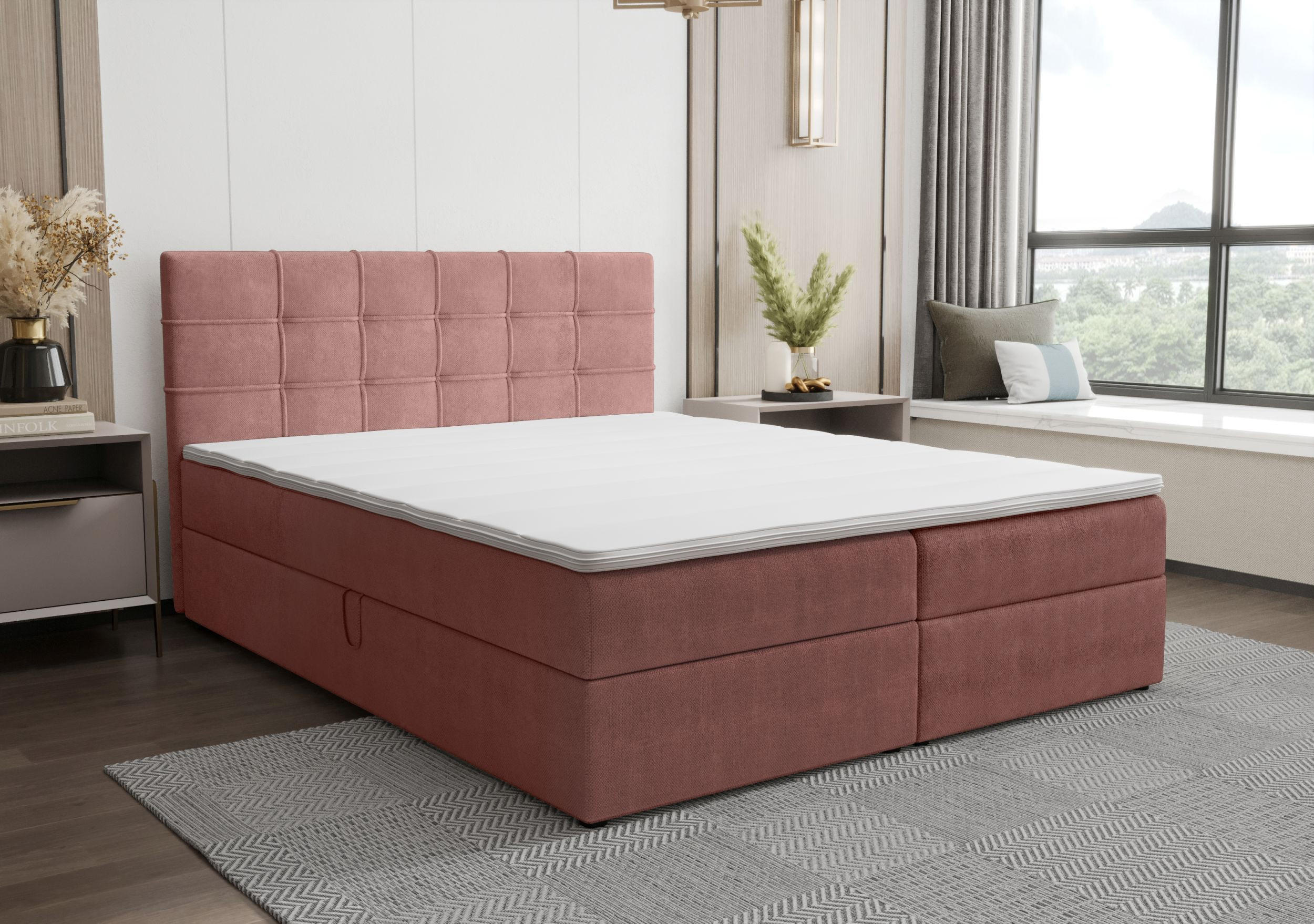 BOXBETT KIDA mit Matratze H3, Bonell und Topper 120x200 Curio 63 - Rosa, Textil (120/200cm) - Bedante