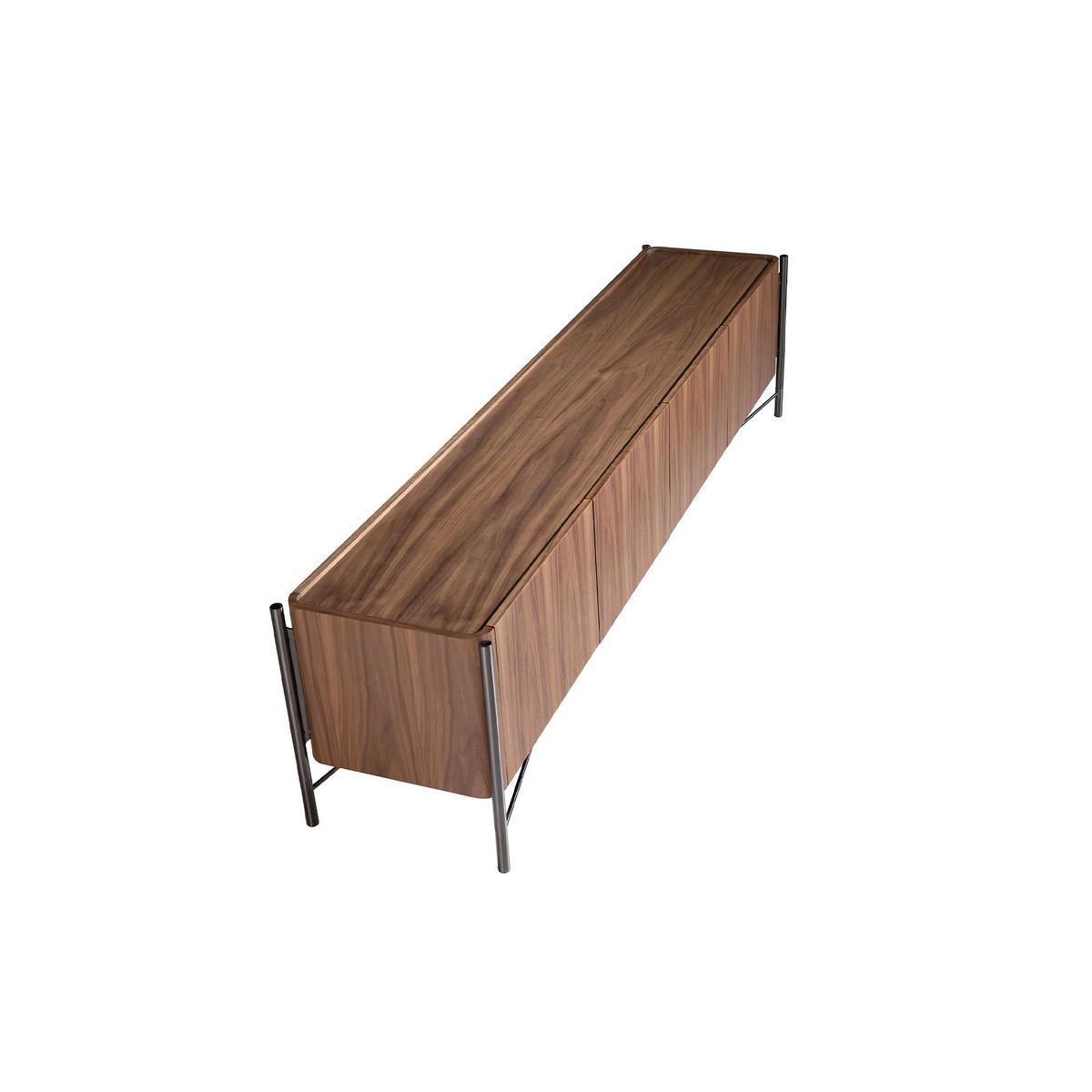 TV-ELEMENT TV-Ständer Nussbaum und dunkler Stahl 220/46/53 cm - Dunkelgrau/Walnussfarben, Holz (220/53/46cm) - ANGEL CERDA