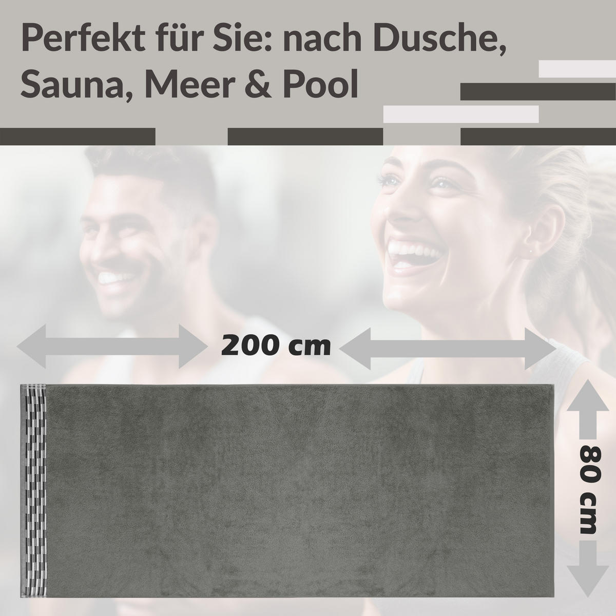 SAUNATUCH Lugano Dunkelgrau 80x200 cm - Dunkelgrau, Textil (80/200cm) - Lashuma