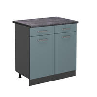 KÜCHENUNTERSCHRANK R-Line Blau-Grau 80 cm, AP Anthrazit - Anthrazit/Blaugrau, Holzwerkstoff (80/81.6/60cm) - Vicco
