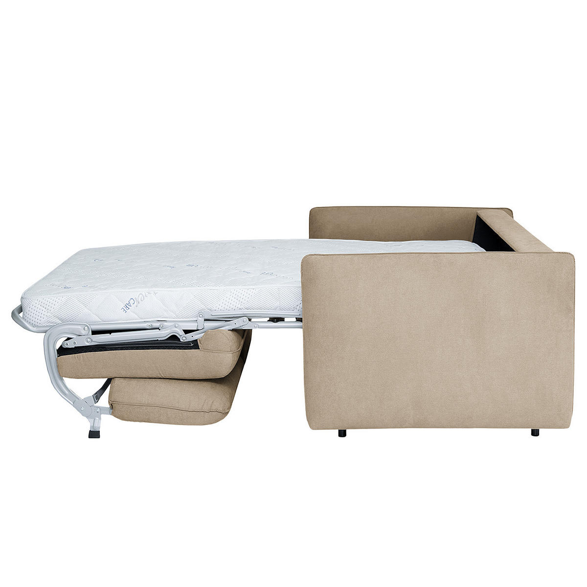 SCHLAFSOFA mit Matratze - Taupe/Schwarz, Kunststoff/Textil (194/86/104cm) - home24