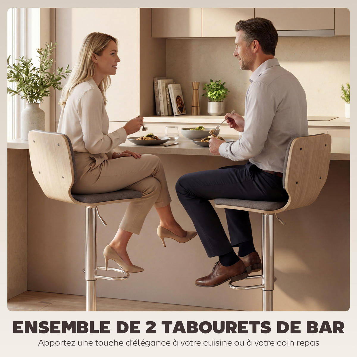 BARHOCKER 2er-Set DE-14812 höhenverstellbar & schwenkbar mit Rückenlehne Grau - Grau, Metall (41/102/47.5cm) - ComfortXL