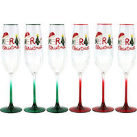 CHAMPAGNER- & SEKTGLAS Merry Christmas 6er Set 7/7/27 cm - Transparent, Glas (0.22L) - FURNARO
