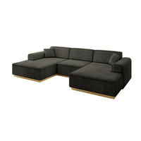 WOHNLANDSCHAFT IREA-U1-v2 - 297x165x81 cm Schwarz - Schwarz, Holzwerkstoff/Textil (297/81/165cm) - ALTDECOR