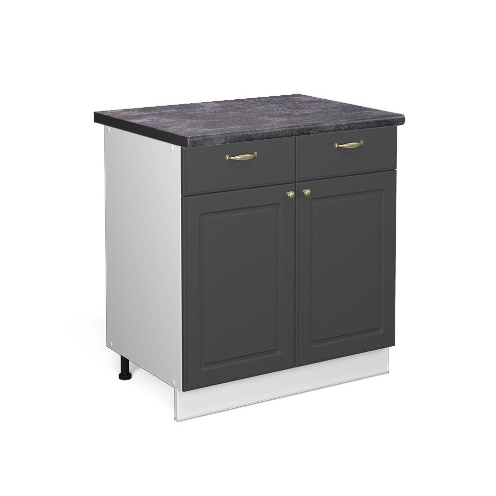 KÜCHENUNTERSCHRANK Fame-Line Anthrazit-Gold 80 cm, AP Anthrazit - Anthrazit/Weiß, Holzwerkstoff (80/82/60cm) - Vicco