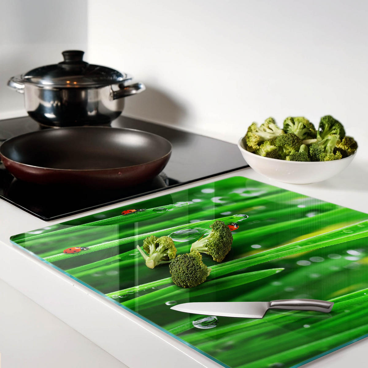 GLASPLATTE 60x52 cm Marienkäfergras - Grün, Glas (60/0.4/52cm) - TULUP