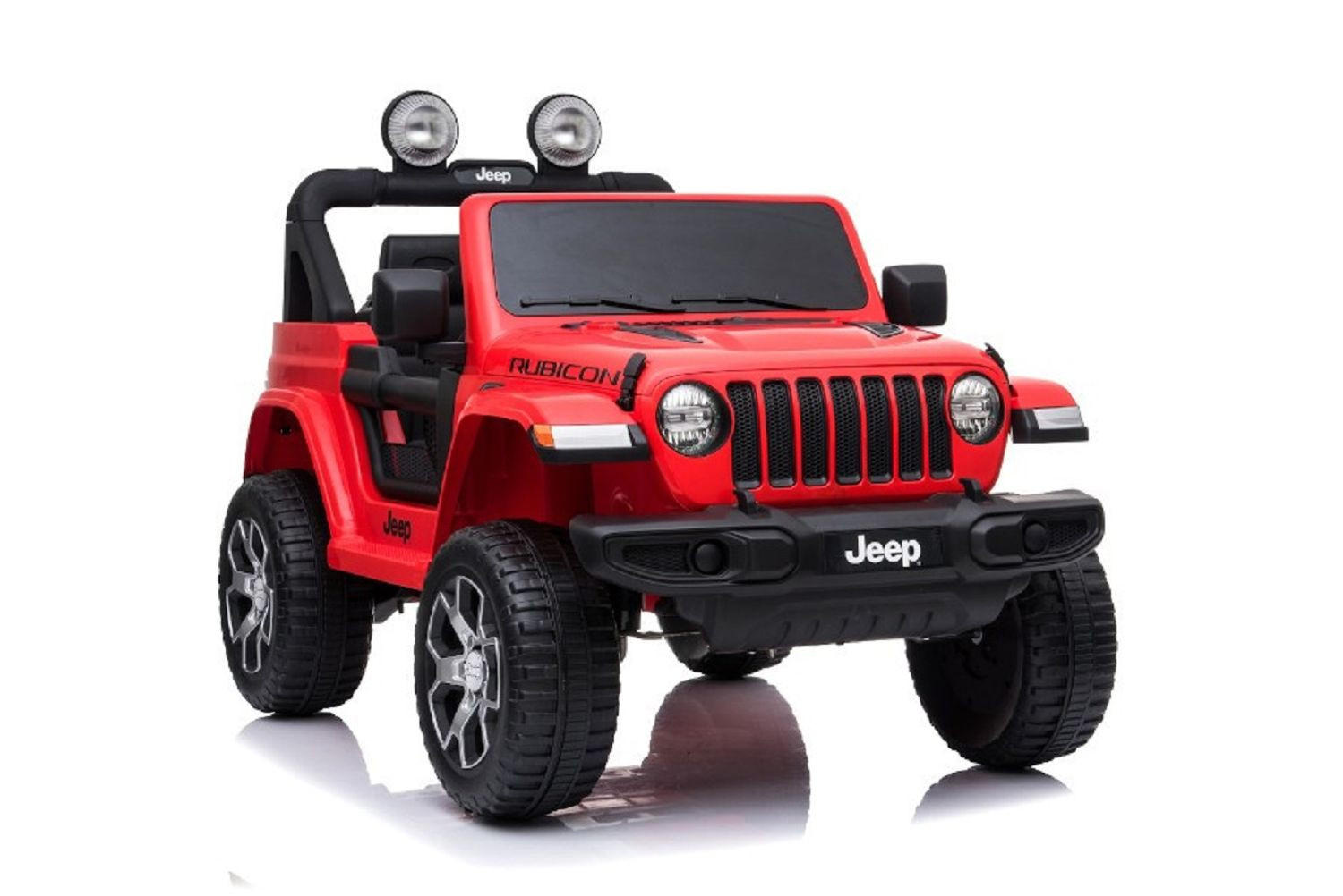 KINDER ELEKTROAUTO Jeep Wrangler Rubicon rot Allradantrieb, EVA-Reifen, Kunstledersitz, lizenziert, 4 Motoren - Rot, Kunststoff (127/70/80cm) - Es-Toys