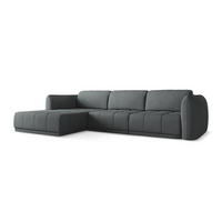 ECKSOFA Links Chenille Stoff Grau - Schwarz/Graphitfarben, Kunststoff/Textil (170/290cm) - Makamii