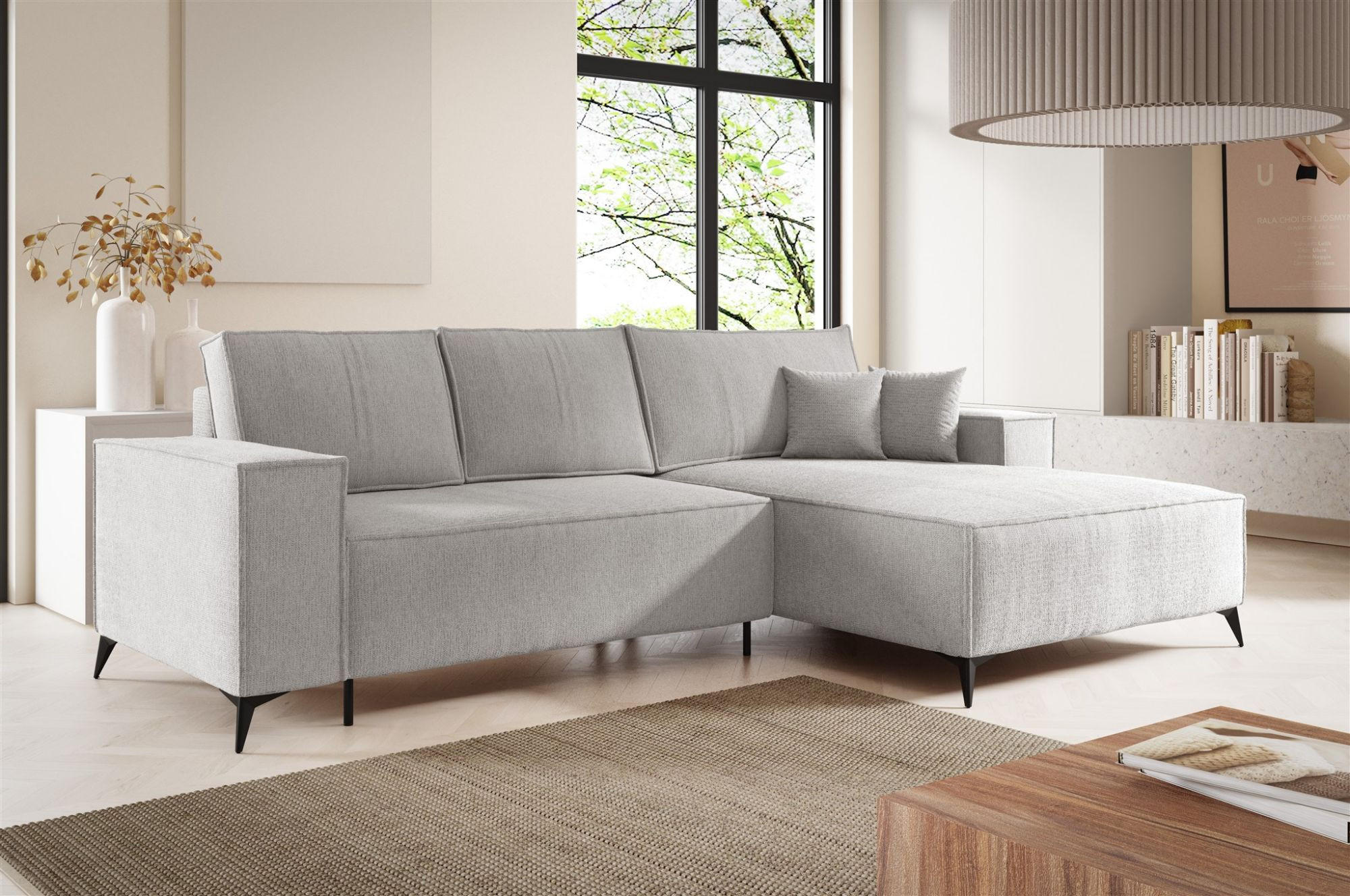 ECKSOFA Fiore - Greige, Holzwerkstoff/Textil (294/185cm) - Fun Möbel