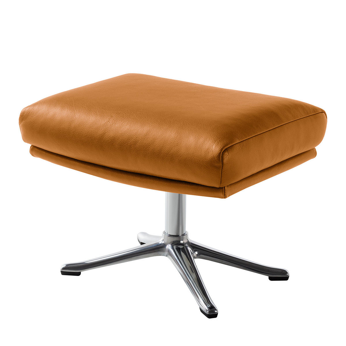 HOCKER mit Kreuzfuß - Chromfarben/Cognac, Leder (54/41/41cm) - home24