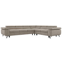 ECKSOFA NORDEN L - Greige Stukture - Links Seite - Greige/Schwarz, Textil/Metall (269/329cm) - MKS