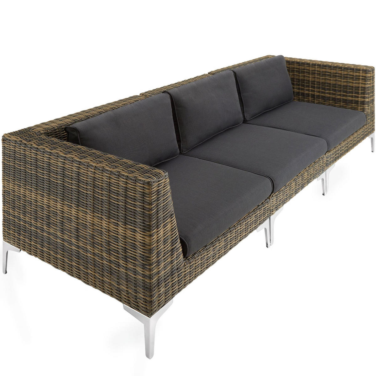 GARTEN-LOUNGE-SET Villanova,kein Aufbau,anthrazit-meliert - Anthrazit, Kunststoff - tectake
