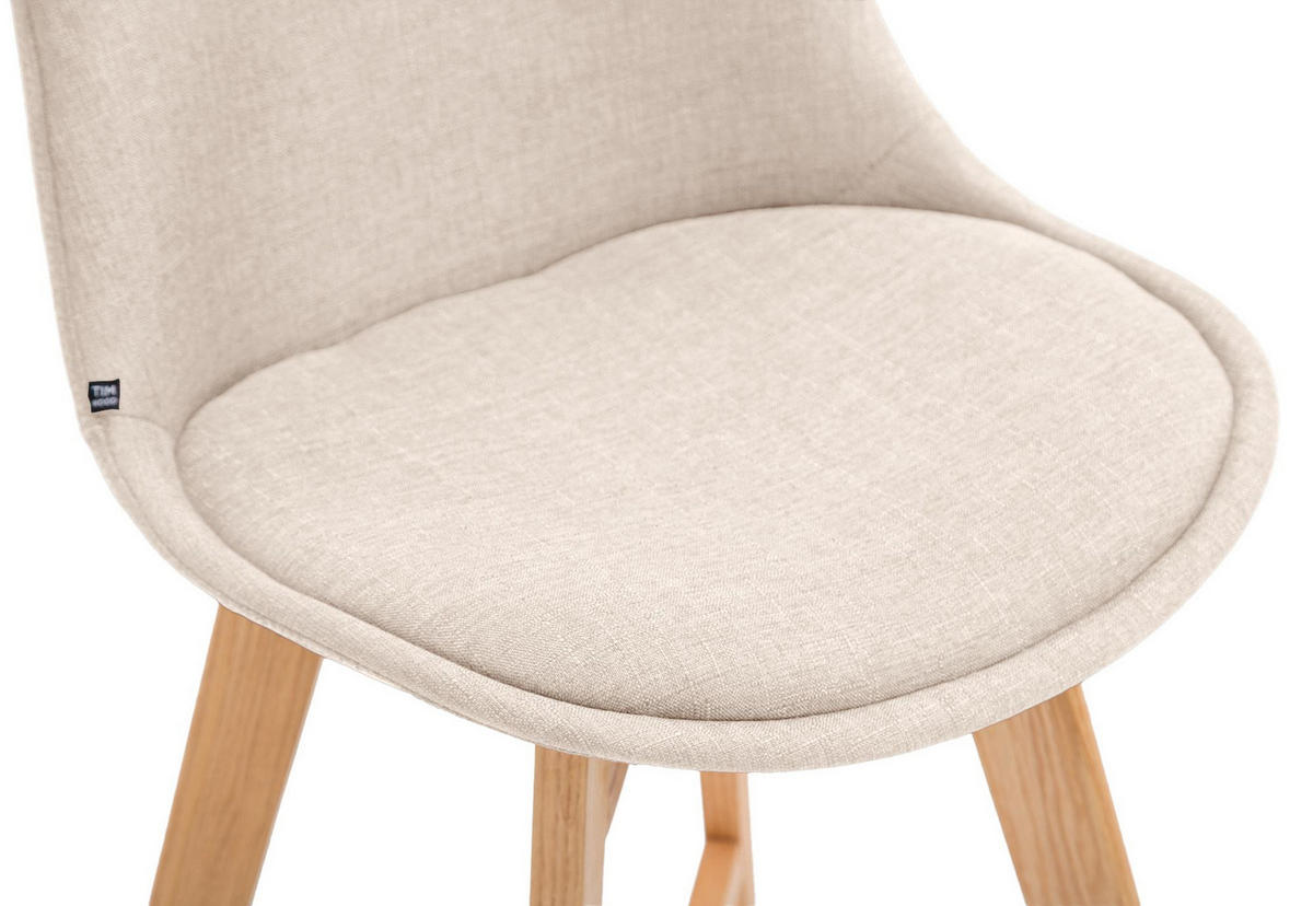 BARHOCKER 2er Set Stoff creme - Eukalyptusholzfarben/Creme, Holz/Textil (48/112/56cm) - CLP