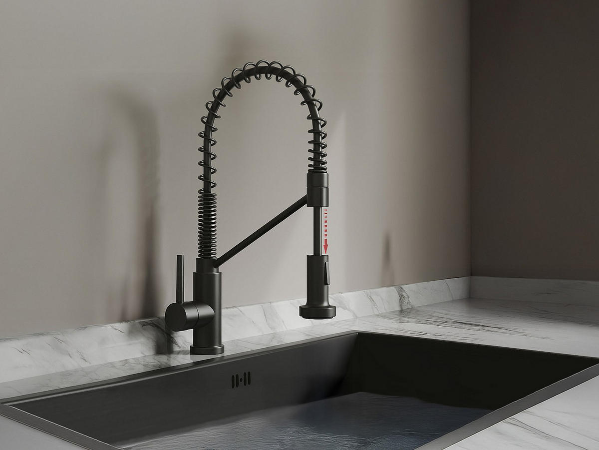 KÜCHENARMATUR - 26 cm x 5.2 cm - metall - schwarz Roflex - Schwarz, Metall (26/45.5/5.2cm) - Vente-Unique