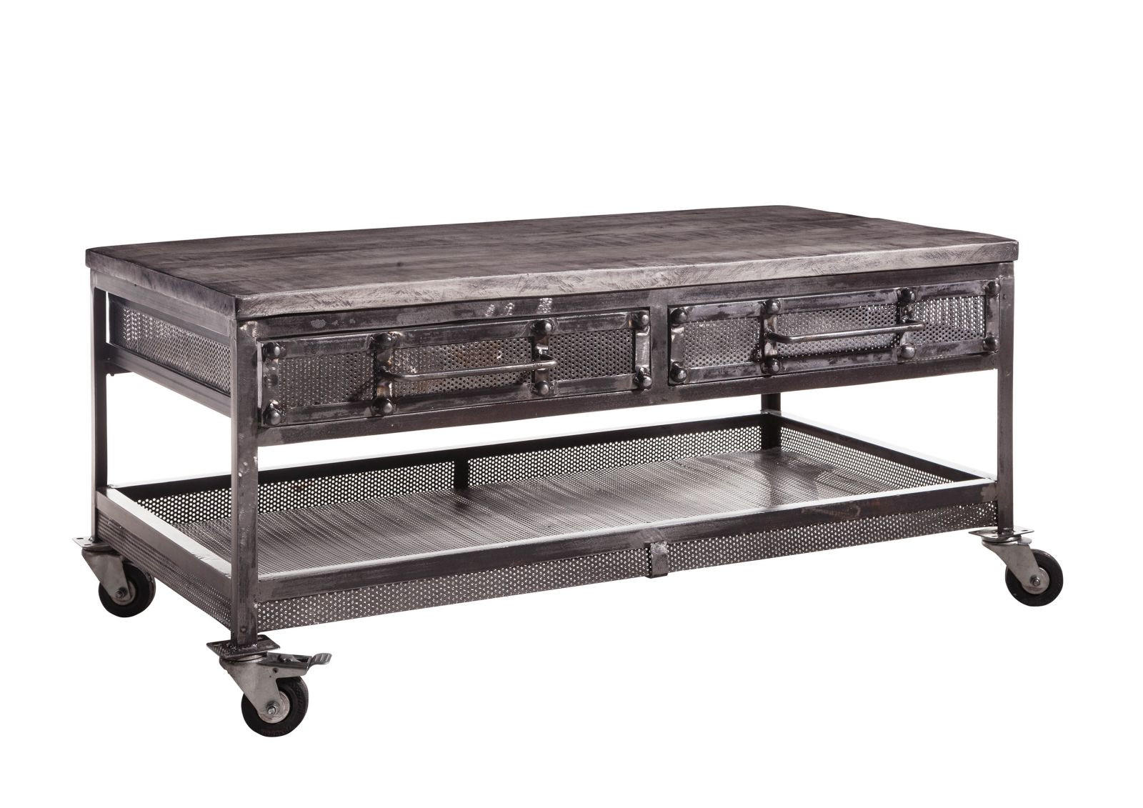 COUCHTISCH Mango 110x60x50 grau lackiert HEAVY INDUSTRY #122 - Grau, Holz (110/60/50cm) - Massivmoebel24