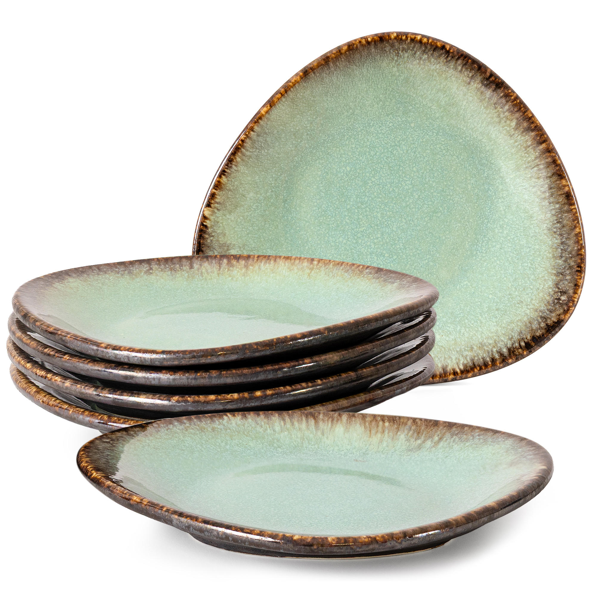 FRÜHSTÜCKSTELLER PRIMA 6-tlg, Salbeigrün - Salbeigrün, Keramik (18/20/3cm) - KONSIMO®