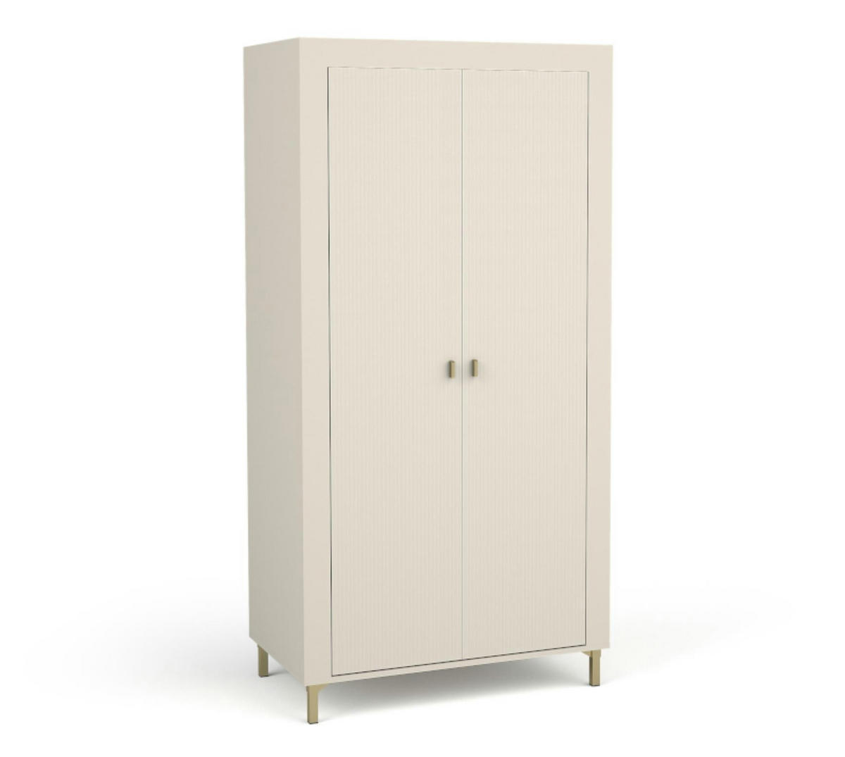 KLEIDERSCHRANK Mossa Kaschmir, Zweitüriger Kippschrank - Beige/Goldfarben, Holzwerkstoff (97/194/60cm) - Bettso