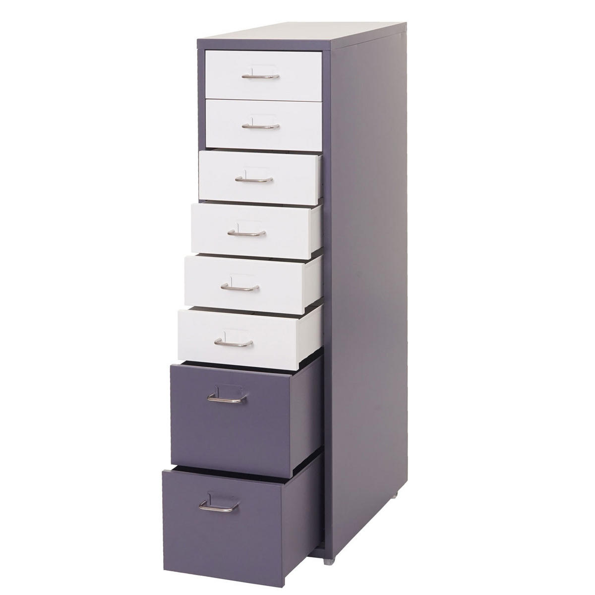 ROLLCONTAINER Housten 110x28x41cm 8 Schubladen Dunkelgrau Weiß-Dunkelgrau - Dunkelgrau, Metall (28/110/41cm) - PROREGAL