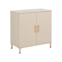 SIDEBOARD mit 2 Türen Metall Beige Ombura - Beige, Metall (80/80/40cm) - Beliani