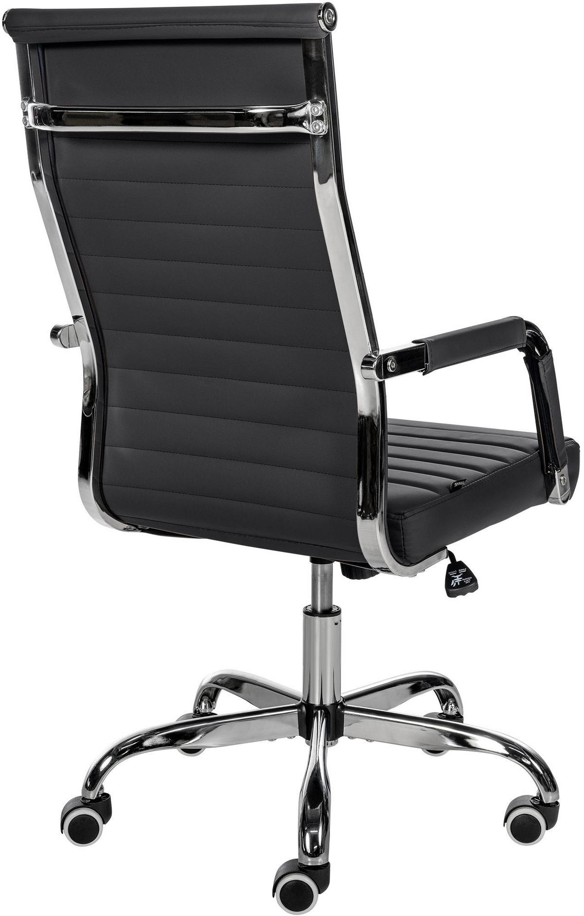 DREHSTUHL Lederlook schwarz - Schwarz, Textil/Metall (51/98/63cm) - CLP