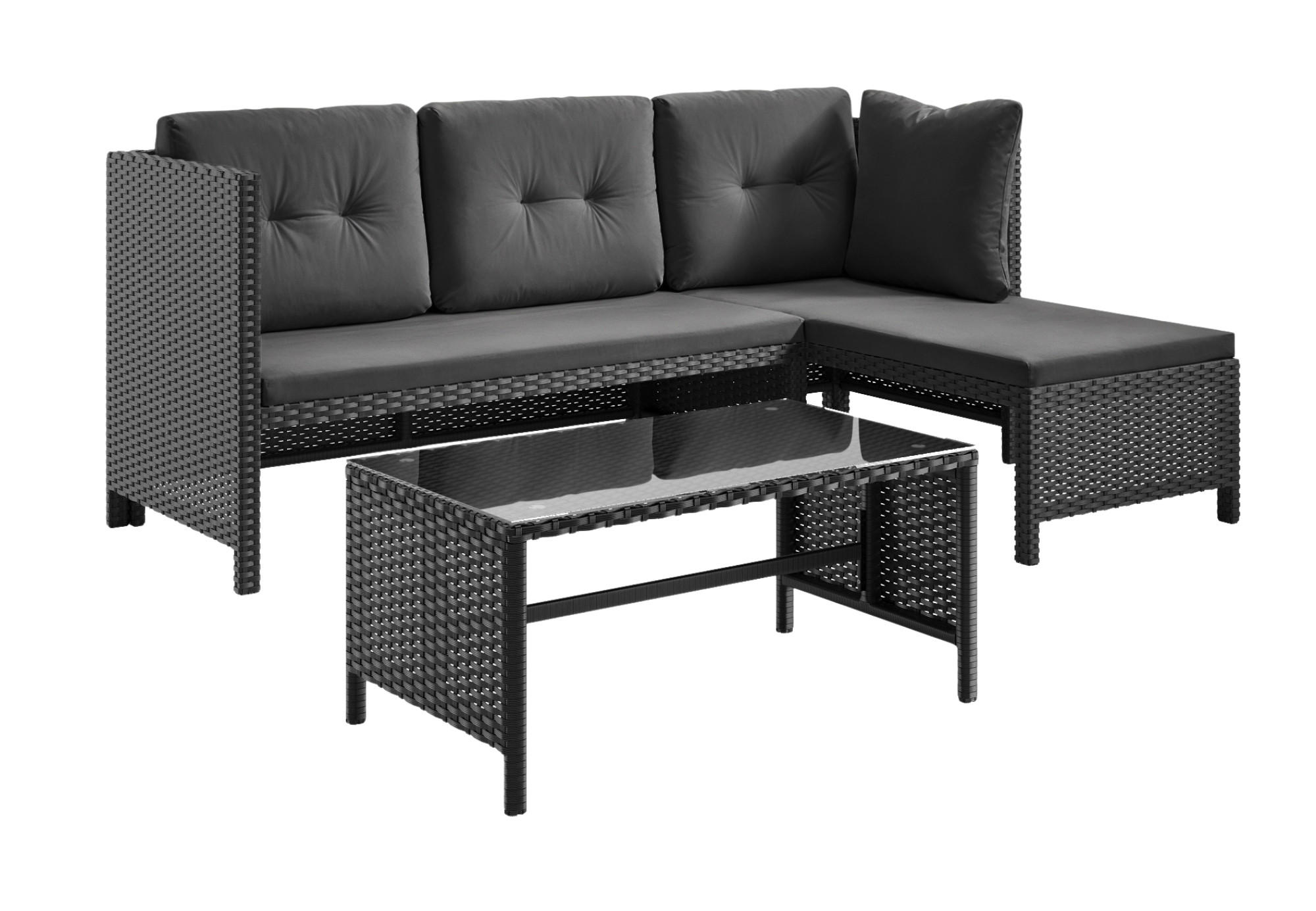 LOUNGEGARNITUR Schwarz - Schwarz, Naturmaterialien - Home Collective