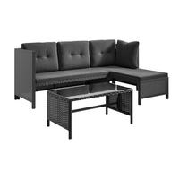 LOUNGEGARNITUR Schwarz - Schwarz, Naturmaterialien - Home Collective