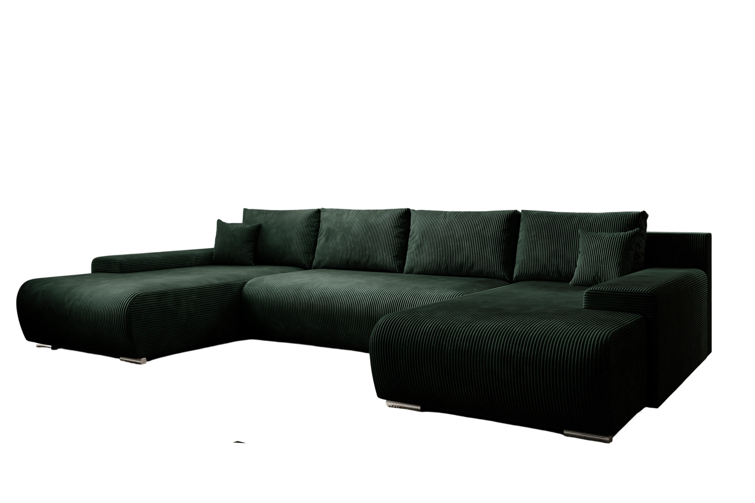 ECKSOFA Credo mit Schlaffunktion und Bettkasten, Couch U-Form, 348x81x185 cm, Grün - Grün, Holz (348/170cm) - PROMETO Möbel