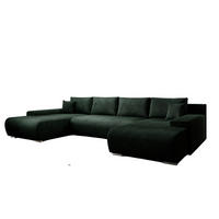 ECKSOFA Credo mit Schlaffunktion und Bettkasten, Couch U-Form, 348x81x185 cm, Grün - Grün, Holz (348/170cm) - PROMETO Möbel