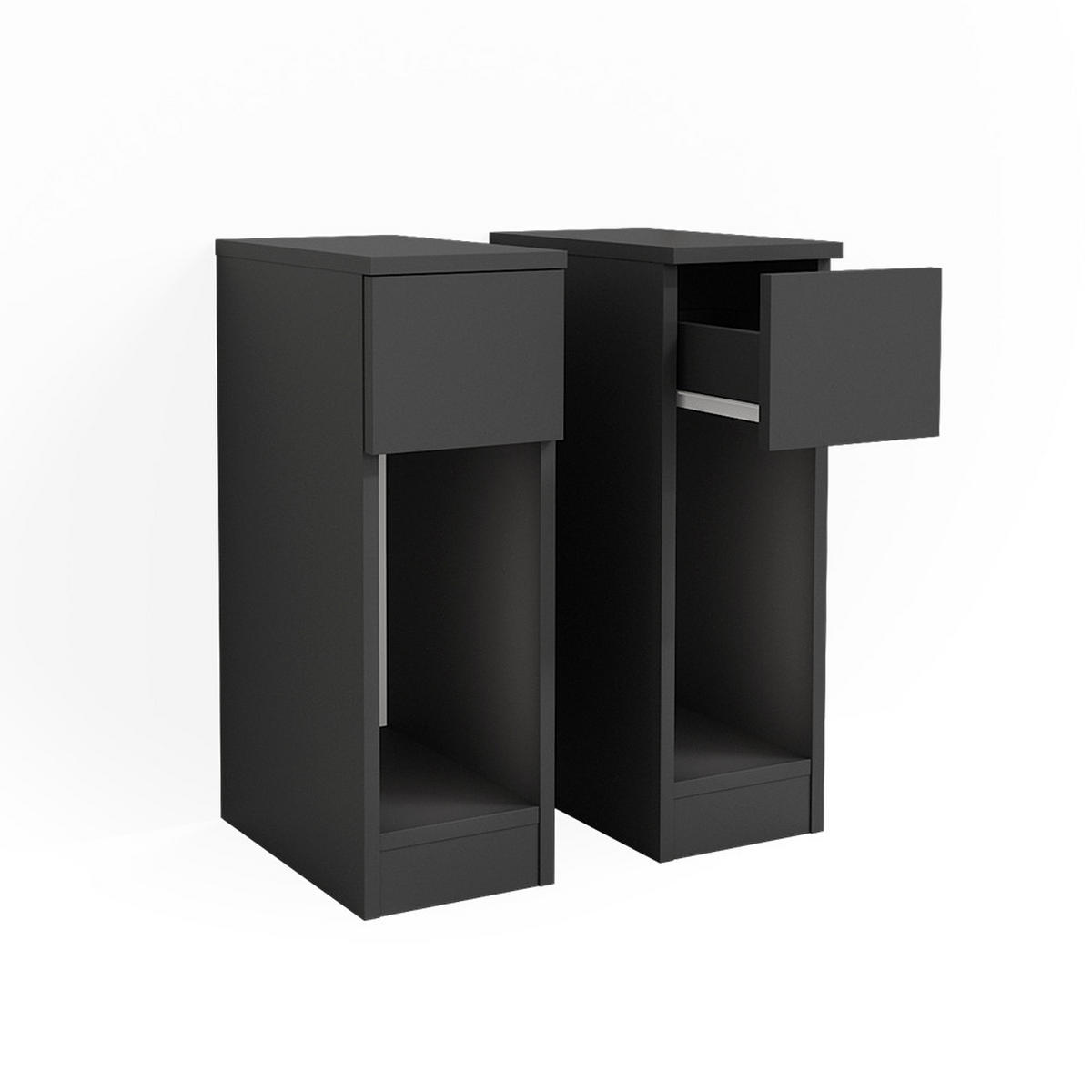 NACHTTISCH Enton Schwarz 20 x 59.5 cm 2er Set - Schwarz, Holzwerkstoff (20/59.5/35cm) - Vicco