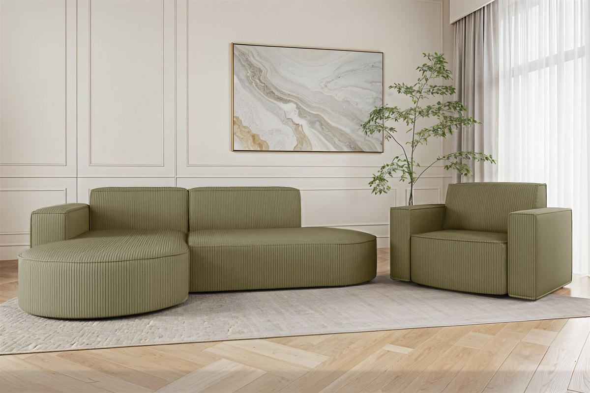 SOFASET Palma In Scala - Opal, Holzwerkstoff/Textil (236/78/165cm) - Fun Möbel