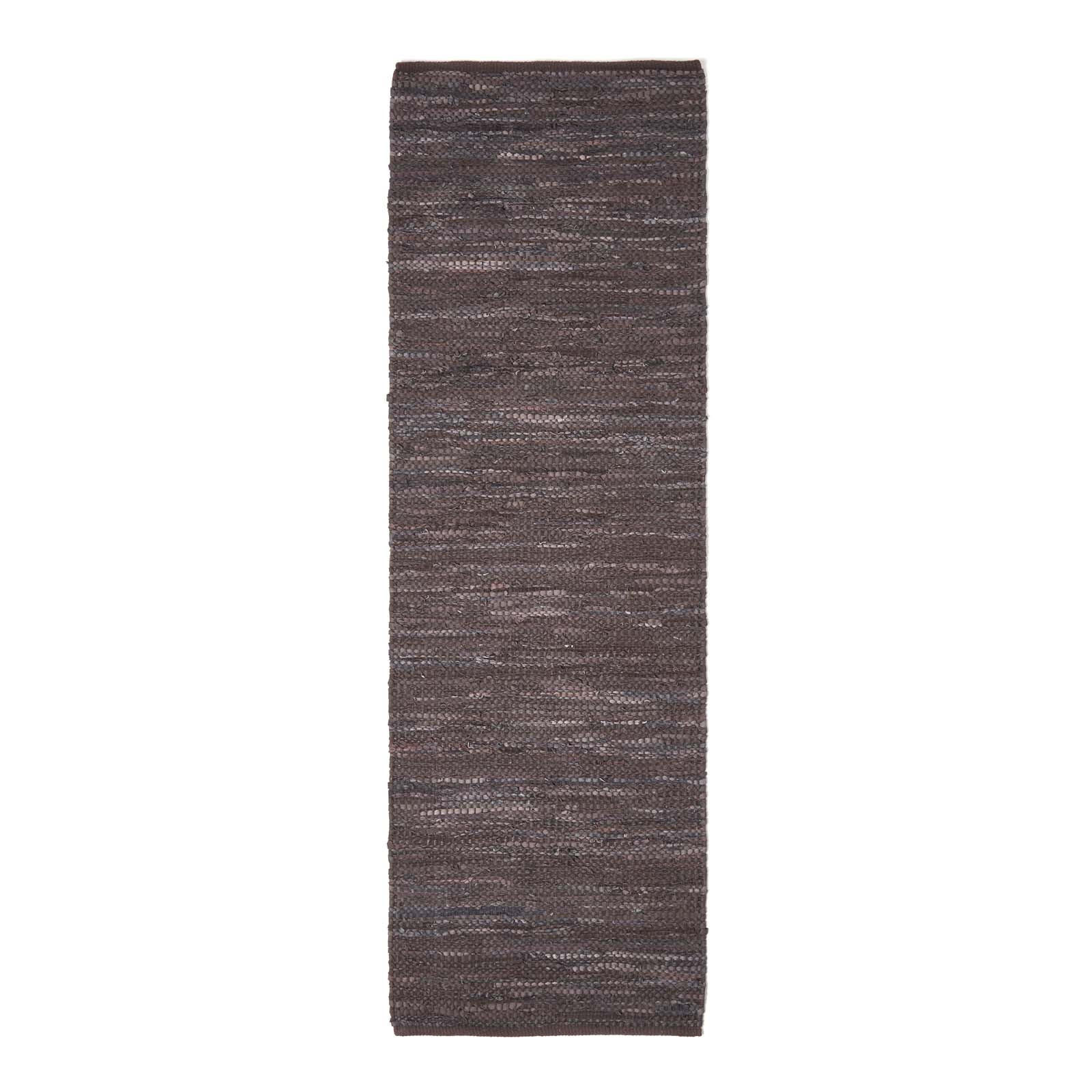 LEDER-TEPPICHLÄUFER Denver gewebt 66/200 cm - Braun, Leder (66/200cm) - Homescapes