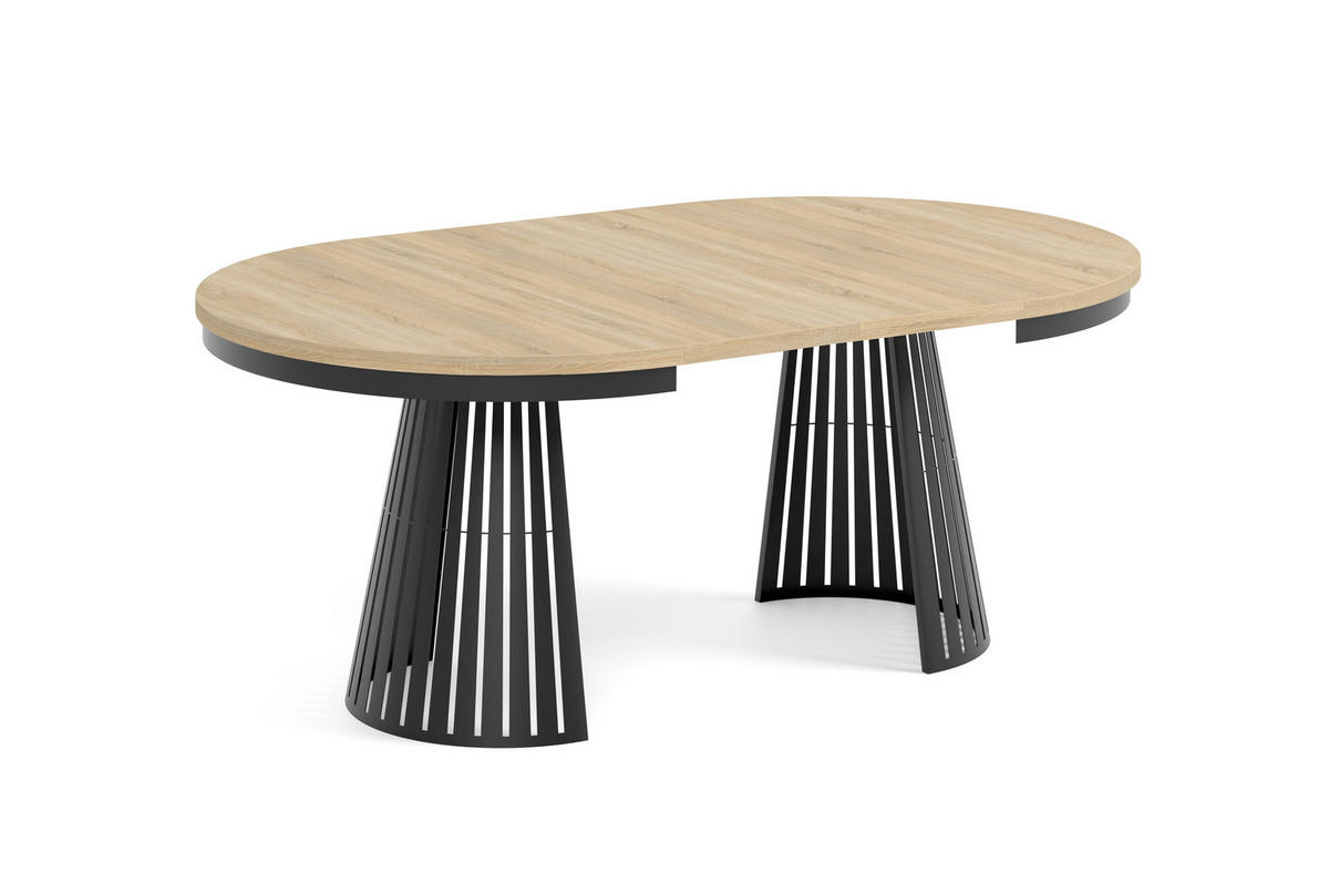 ESSTISCH Cone Bis - Schwarz/Sonoma Eiche, Holzwerkstoff/Metall (120/120/76cm) - Meblini