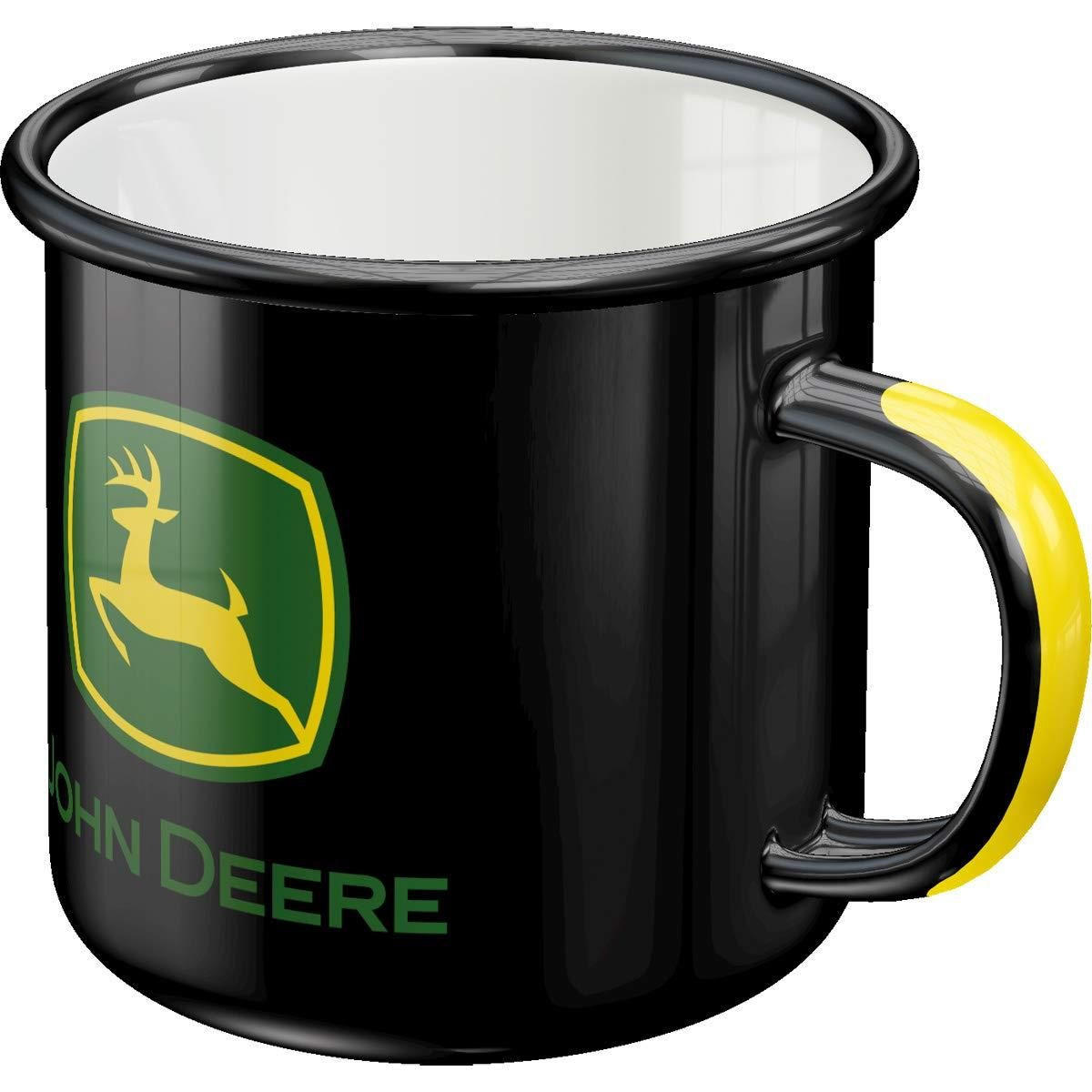 EMAILLE-BECHER 360 ml John Deere Logo Black - Schwarz/Grün, Metall (0.36L) - Nostalgic-Art