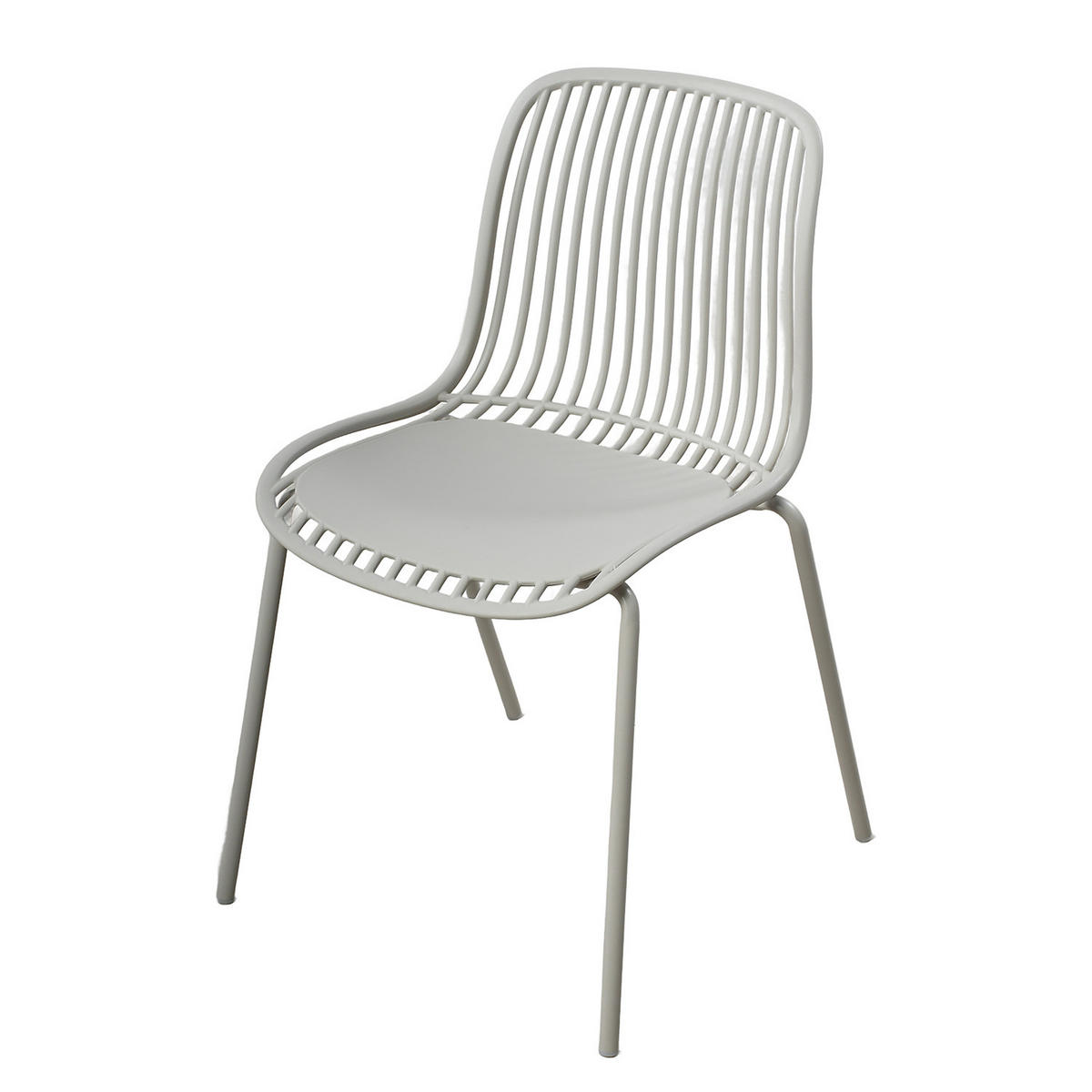 GARTENSTUHL - 4er-Set - Stahl / Polypropylen - Beige, Kunststoff/Metall (51/82/54cm) - home24