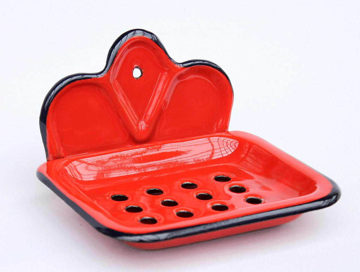 SEIFENHALTER Emaille Rot 13 cm 918100 - Rot, Glas (13/7/11cm) - DanDiBo