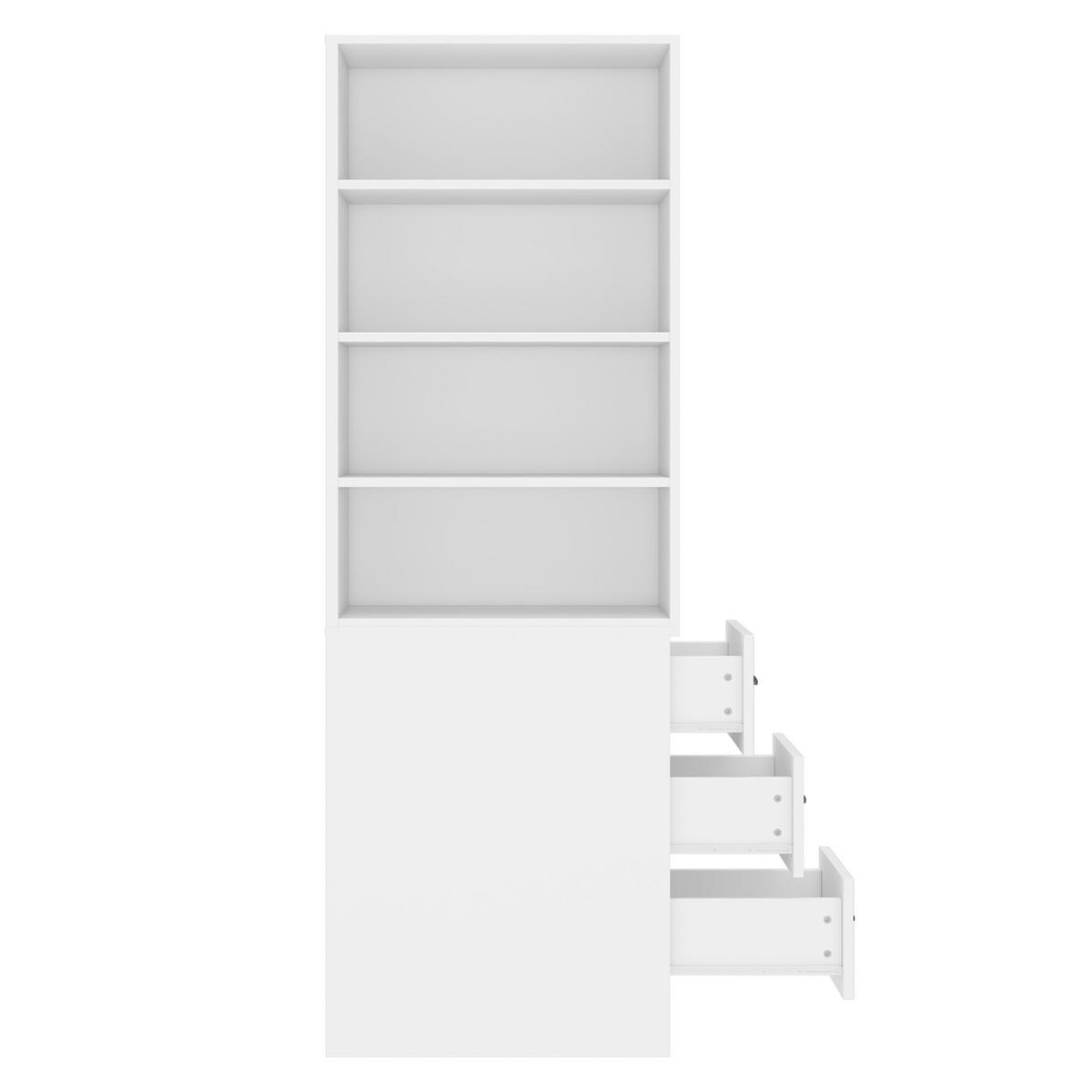 BÜCHERREGAL 180cm schmal Schubladen verstellbar modern - Weiß, Holzwerkstoff (60/180/38cm) - FLIEKS