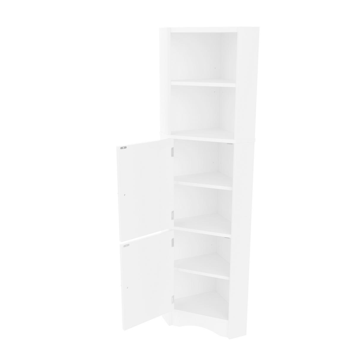 HOCHSCHRANK 51.7/32/155.4 cm Weiß mit 2 offene Ablagefächer und 2 Schranktüren - Weiß, Holz/Holzwerkstoff (32/155.4/51.7cm) - Oxeza