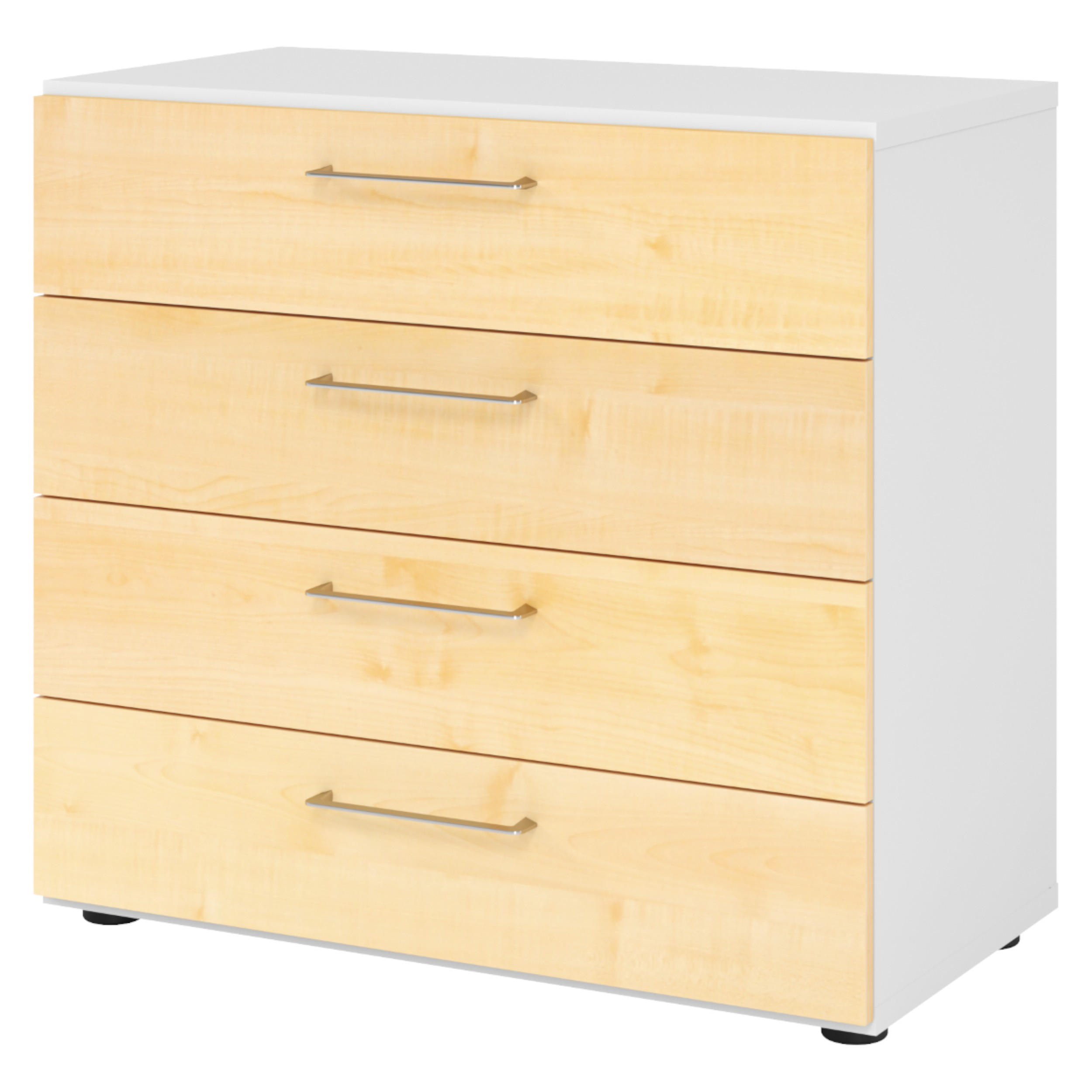 SCHUBLADENSCHRANK - 4 Schübe 42/80/74,8 cm in Weiß/Ahornfarben - Ahornfarben/Weiß, Holzwerkstoff (80/74.8/42cm) - bümö