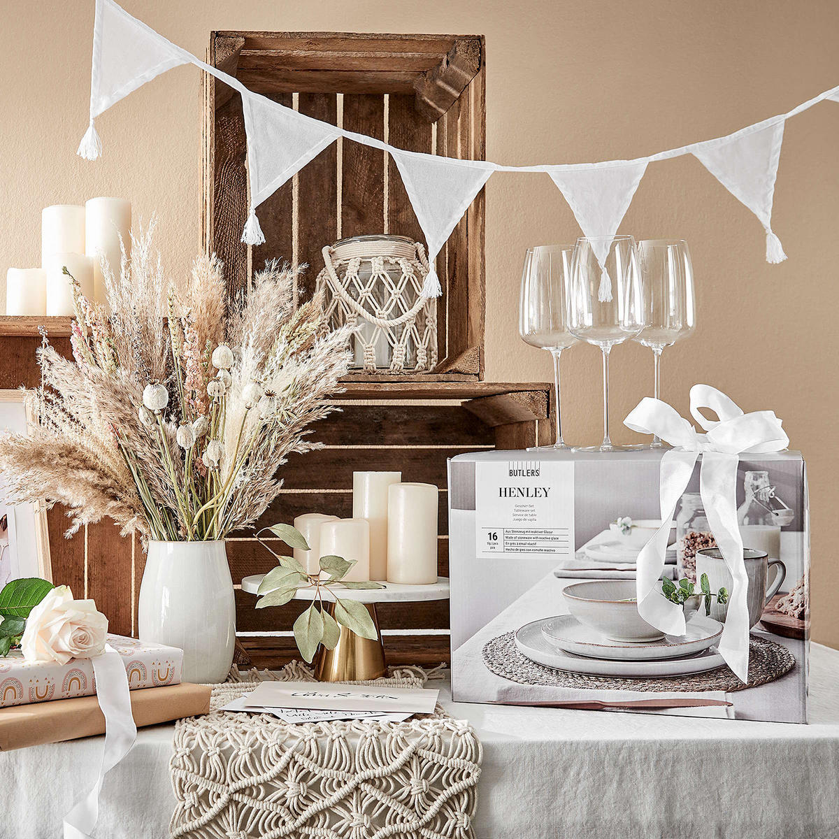 VASE (4er Set) Henley - Grau, Keramik (17cm) - Butlers