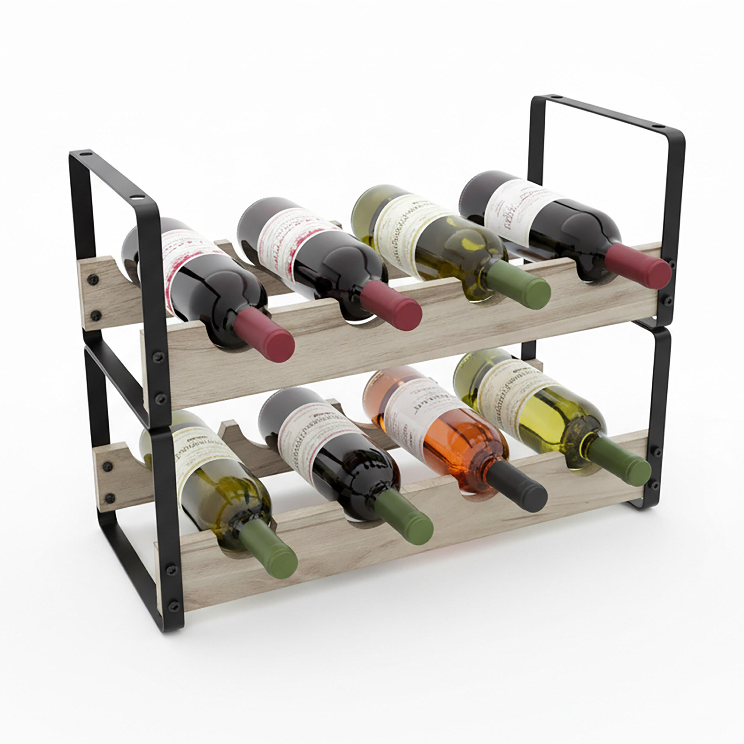 WEINREGAL - Multicolor, Holz/Metall (39.5/29/17.5cm) - Relaxdays